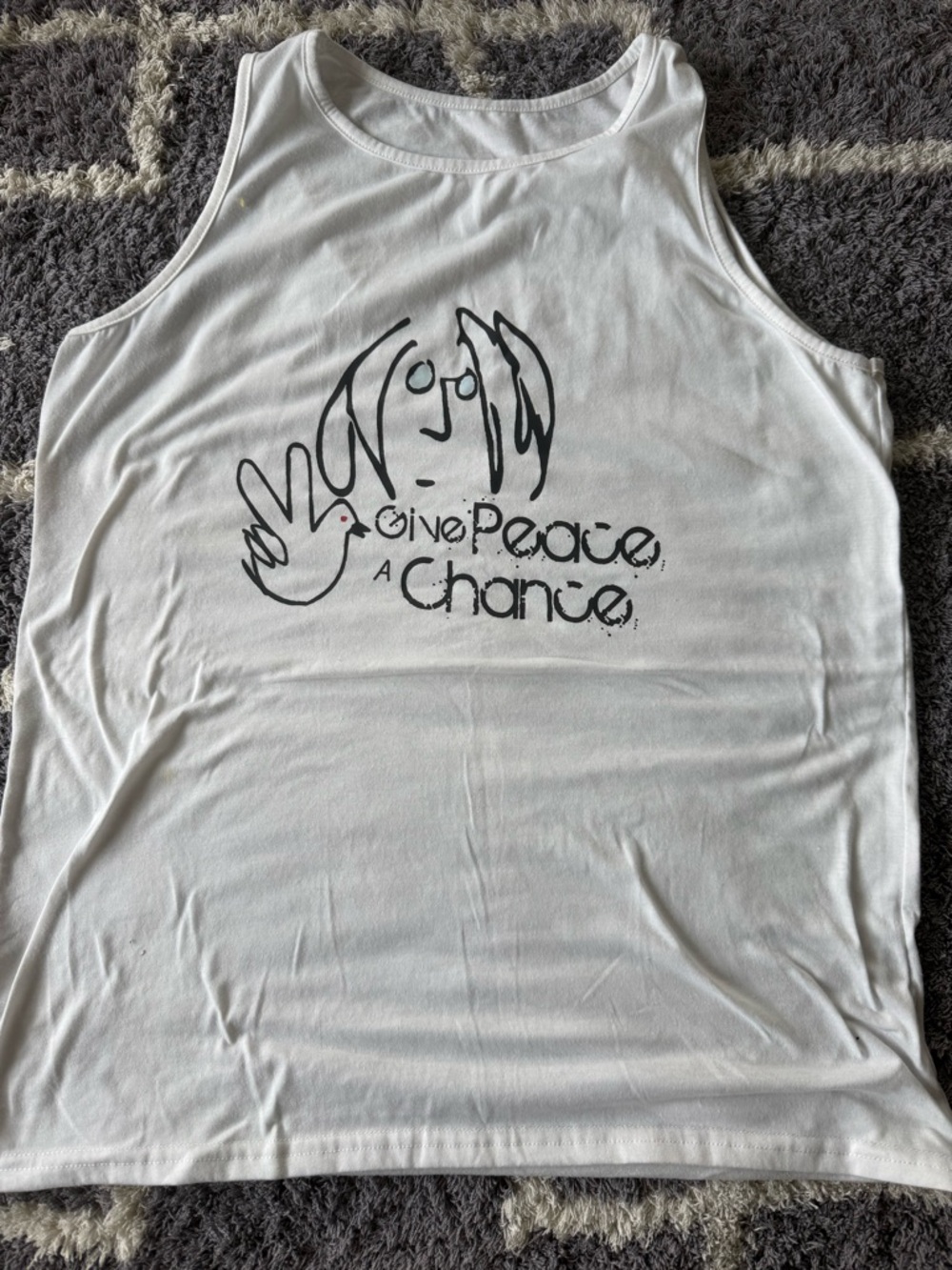 Give Peace a Chance White Graphic Tank Top